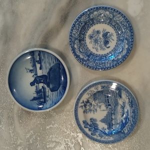 Porcelain Blue & White Plates - Set of 3